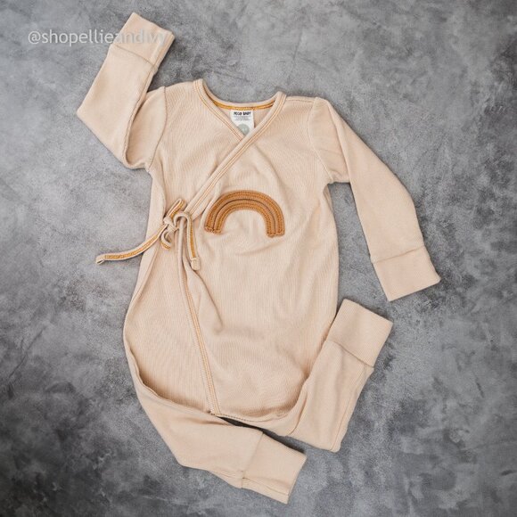 peco baby Other - Peco Baby Long Sleeve Rainbow Eggshell Kimono Romper 9-12M